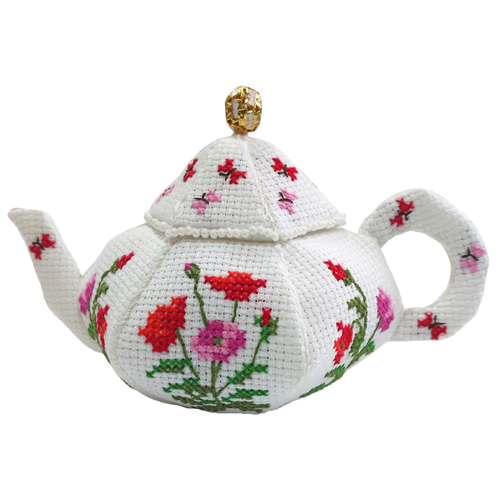 фото Zengana набор для вышивания бисером и нитками чайничек маки 14 х 8 см (м-058)