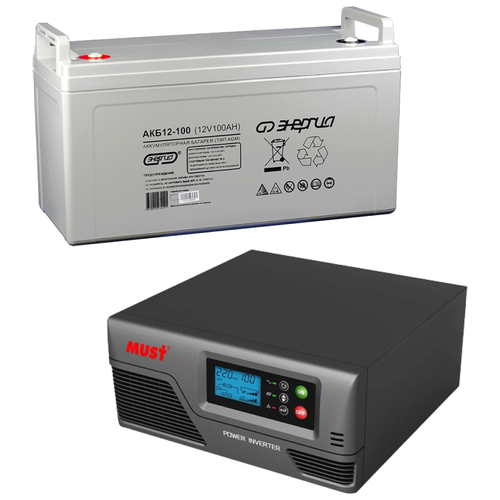 Резервный ИБП Must EP20-1000 PRO в комплекте с аккумулятором Энергия АКБ 12-100 12V 1000Вт/100А*Ч
