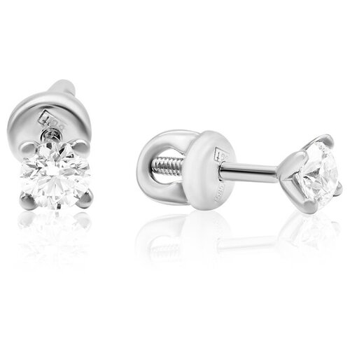 Серьги пусеты 1RBC, белое золото, 585 проба, бриллиант