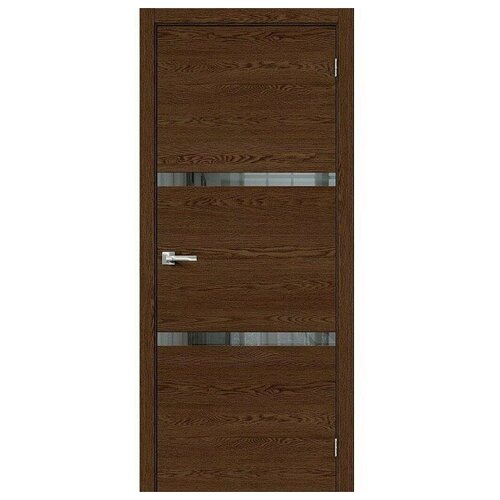Межкомнатная дверь эко шпон bravo s Браво-2.55 остекленная Brown Skyline mr.wood