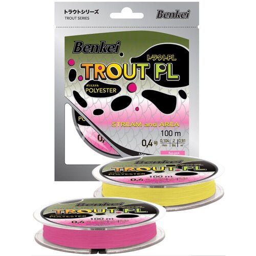 Полиэстер Benkei Trout PL 100m желтый fluo #04 (0,104mm), 0,91kg