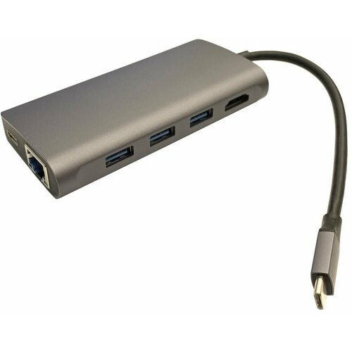 USB-C концентратор HDMI Ethernet USB 3 шт TF SD черный 453000₽