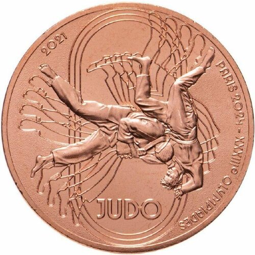Памятная монета 1/4 евро Летние Олимпийские игры 2024 в Париже. Дзюдо. Франция, 2021 г. в . UNC португалия 2 евро 2021 г олимпийские игры в токио