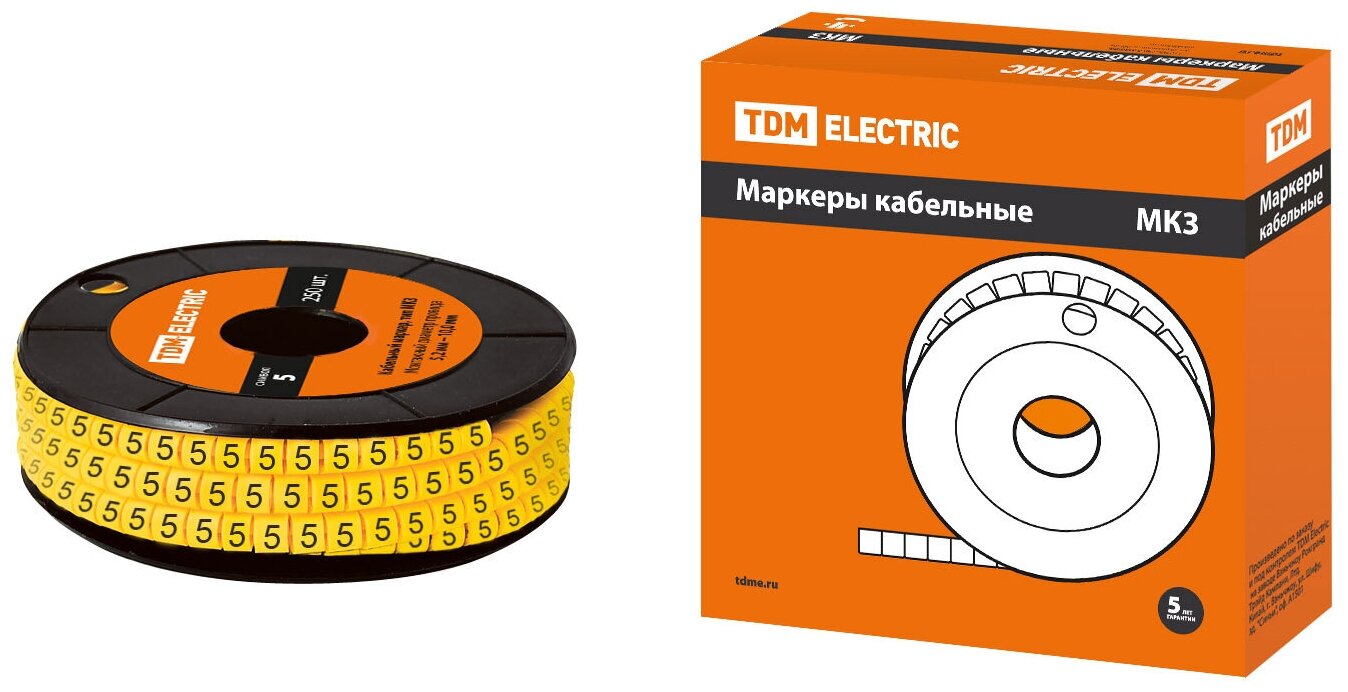 Маркер МК3 - 10мм символ "5" 180шт/ролл TDM Electric (SQ0511-0045)