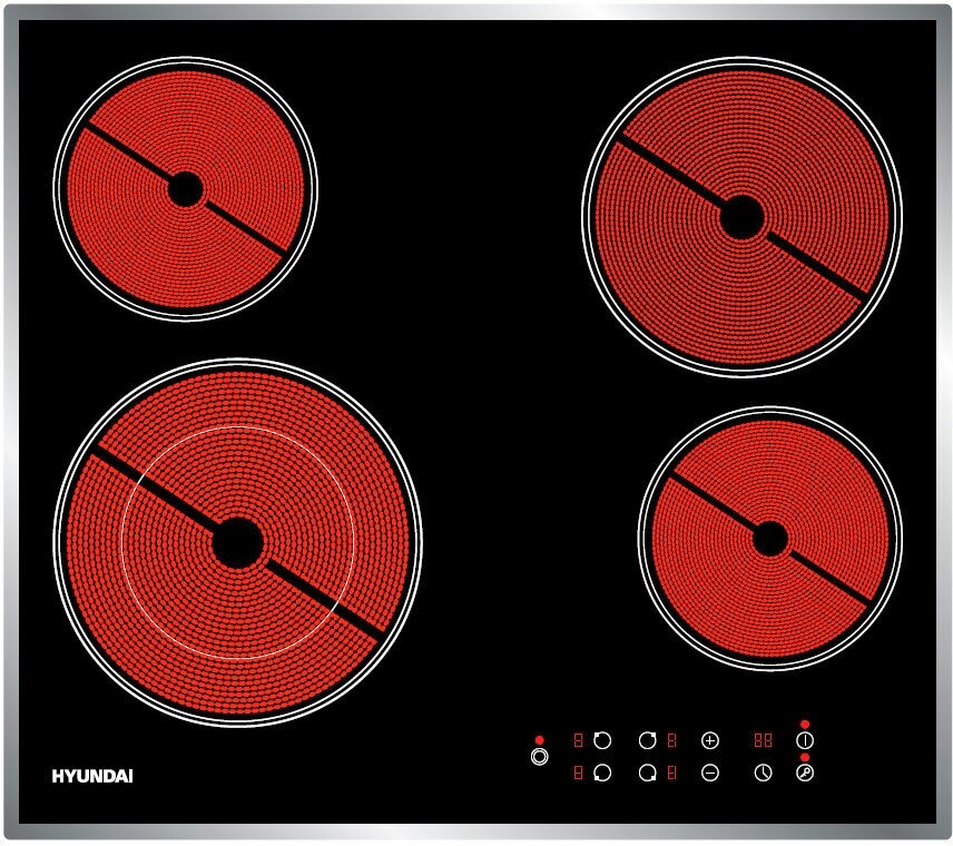 Варочная панель Hyundai HHE 6485 IX черный - фотография № 1