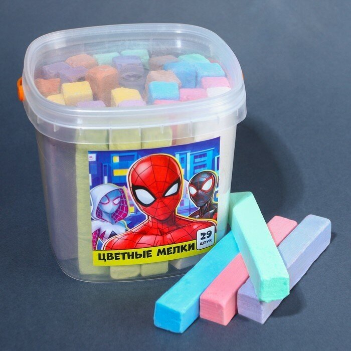 MARVEL Набор цветных мелков Человек-паук, 10 цветов, 29 штук