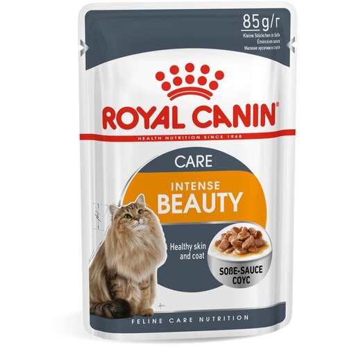 Корм полнорационный консервированный Royal Canin Intense Beauty соус, 85гр для кошек здоровая кожа и шерсть 1-7 лет, 6 шт.