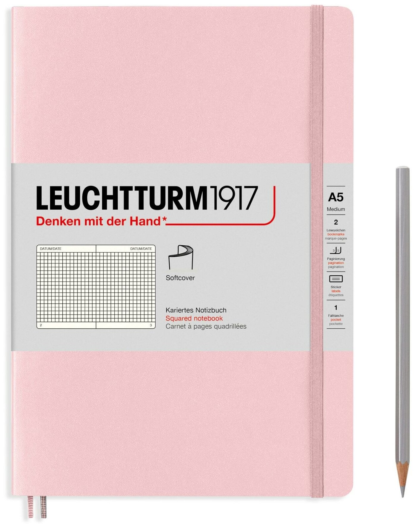 Записная книжка Leuchtturm Medium A5 Powder мягкая обложка 123 стр клетка (361566)