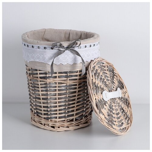 фото Корзина для хранения доляна плетеная, "бохо", 30*30*38 см (4562948)