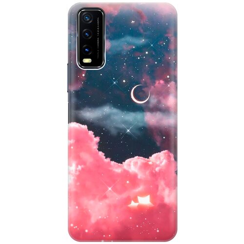 фото Ультратонкий силиконовый чехол-накладка для vivo y20 с принтом "месяц и розовые облака" gosso