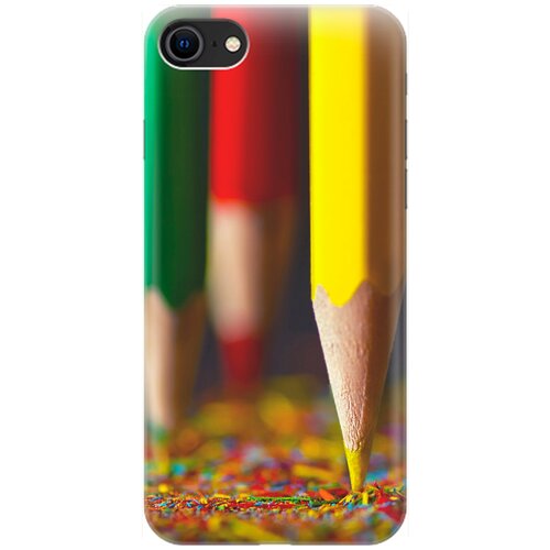 фото Ультратонкий силиконовый чехол-накладка для apple iphone 7 / 8 / se (2020) с принтом "желтый карандаш" gosso