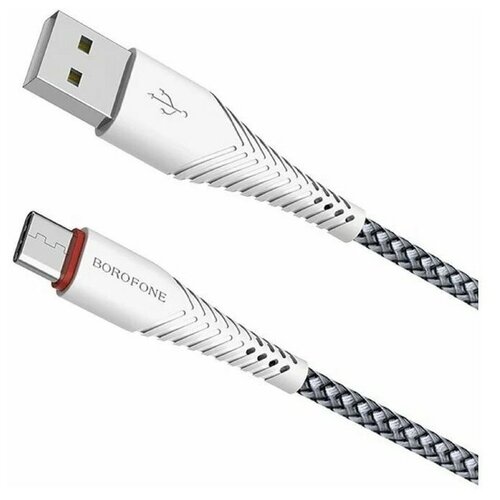 Кабель Borofone BX25, Type-C - USB, 3 А, 1 м, нейлоновая оплётка, белый кабель usb type c borofone bx83 famous 1 0м 3 0а цвет белый