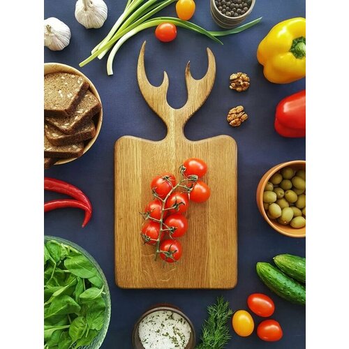 Доска разделочная сервировочная Олень, светлый дуб, 39х20х2 см