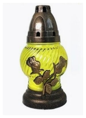 Лампада неугасима, D-133 Roza, стекло цвет Желтый; Крышка и подставка - пластик