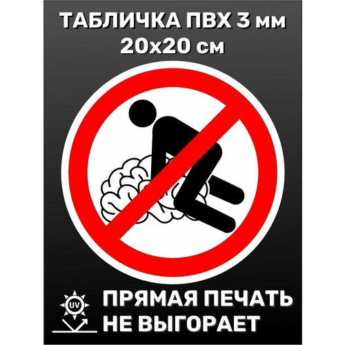 фото Табличка на дверь прикольная - мозги не трогать 20х20 см би-пласт