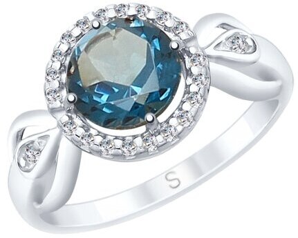 Кольцо Diamant online, серебро, 925 проба, топаз, фианит