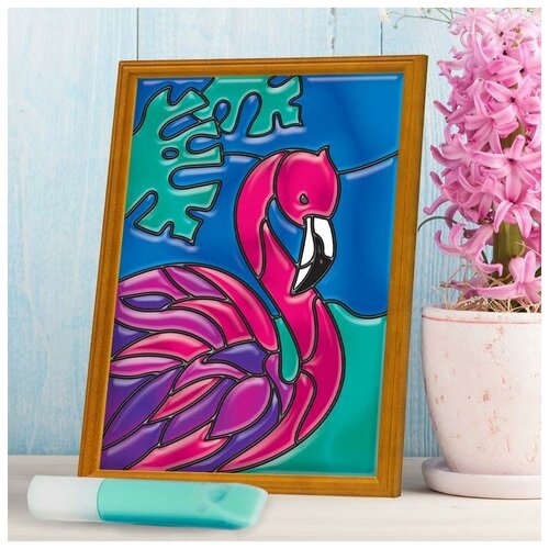 Витражная мини-картина «Фламинго» 10х15 см