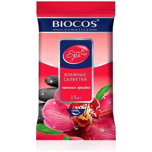 BioCos Влажные салфетки SPA Aroma/нежная орхидея NEW 15шт