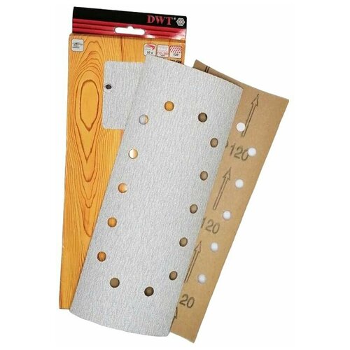 Бумага наждачная, с отверстиями, для шлифовальных машин, под зажим (P-P115x280-80) Р 80 (10 шт. в Упаковке) DWT