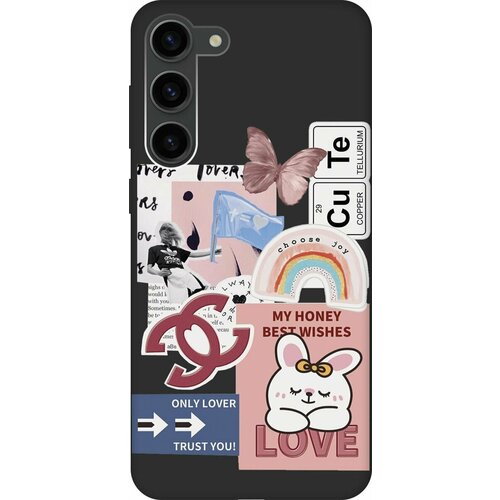 Матовый чехол Cute Stickers для Samsung Galaxy S23+ / Самсунг С23 Плюс с 3D эффектом черный матовый чехол gagarin stickers для samsung galaxy s23 самсунг с23 плюс с 3d эффектом красный