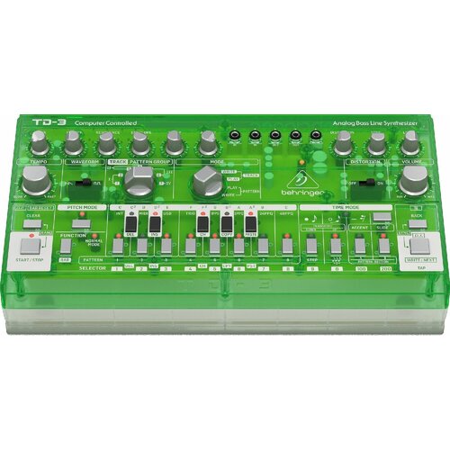 Behringer TD-3-LM аналоговый басовый синтезатор с 16-ступенчатым секвенсором и фильтрами VCO, VCF и VCA, прозрачный зеленый