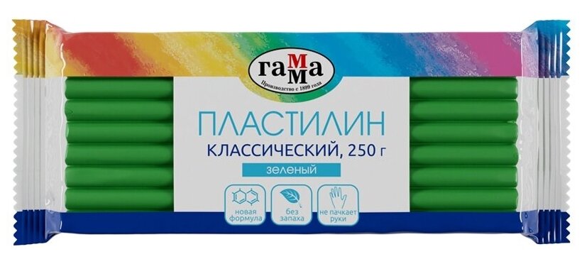 Пластилин Гамма "Классический", зеленый, 250 г (270818_04)