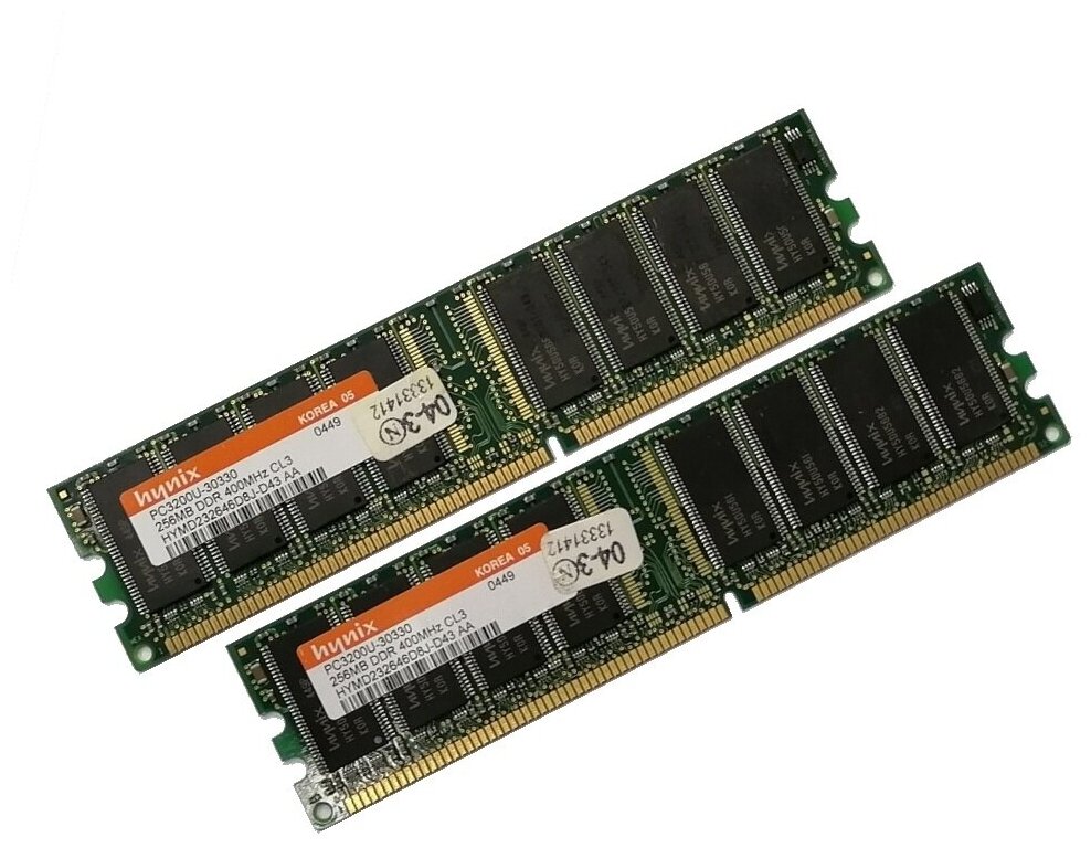 Б/у 512Mb PC-3200(400)DDR Hynix HYMD232646D8J-D43 AA (Kit 2x256Mb)