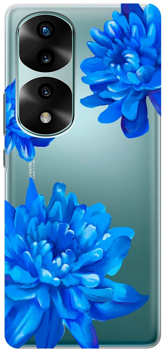 Силиконовый чехол на Honor 70 Pro / Honor 70 Pro+ / Хонор 70 / 70 Про Плюс с 3D принтом "Amazing Asters" прозрачный