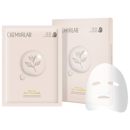 Cremorlab (Креморлаб) Herb Tea Pure Calming Mask / Маска успокаивающая с экстрактами ромашки и чая, 5 шт по 25 гр