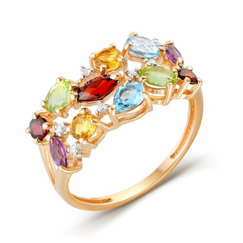 Кольцо АЙМИЛА, красное золото, 585 проба, фианит, размер 18, золотой