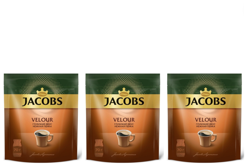 Кофе растворимый Jacobs Velour 70 грамм пакет*3 - фотография № 1