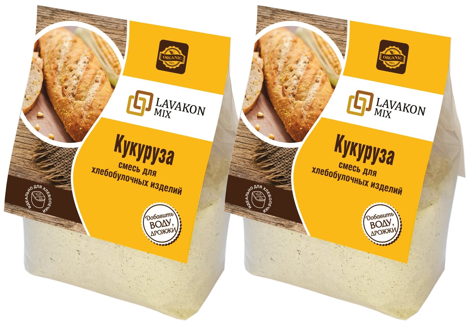 Смесь для выпечки хлеба LAVAKONMIX Хлеб Кукурузный, 2 шт по 450 гр