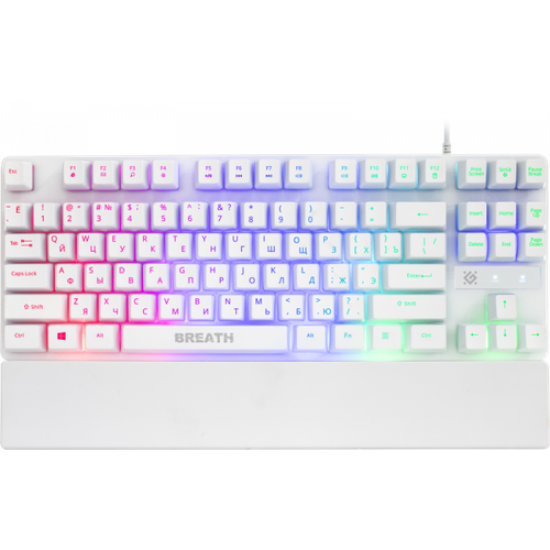 Проводная игровая клавиатура DEFENDER BREATH GK-184 белая USB радужная подсветка 87 кл 45184 150000₽