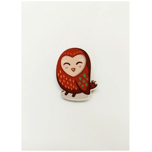 Значок деревянный / брошь сова