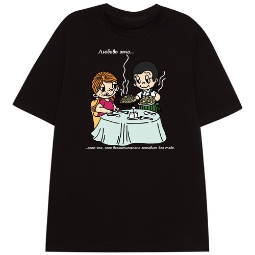 Футболка FOR LIVE, оверсайз, хлопок, размер M, черный