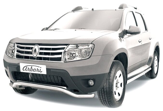 Защита переднего d57 бампера "волна" Arbori нерж. сталь для RENAULT Duster 2010-2015 / Рено Дастер