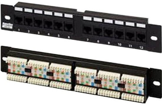 Патч-панель Hyperline PP2-19-12-8P8C-C6-110D 19", 1U, 12 портов RJ-45, категория 6, Dual IDC (PP2-19-12-8P8C-C6-110D)