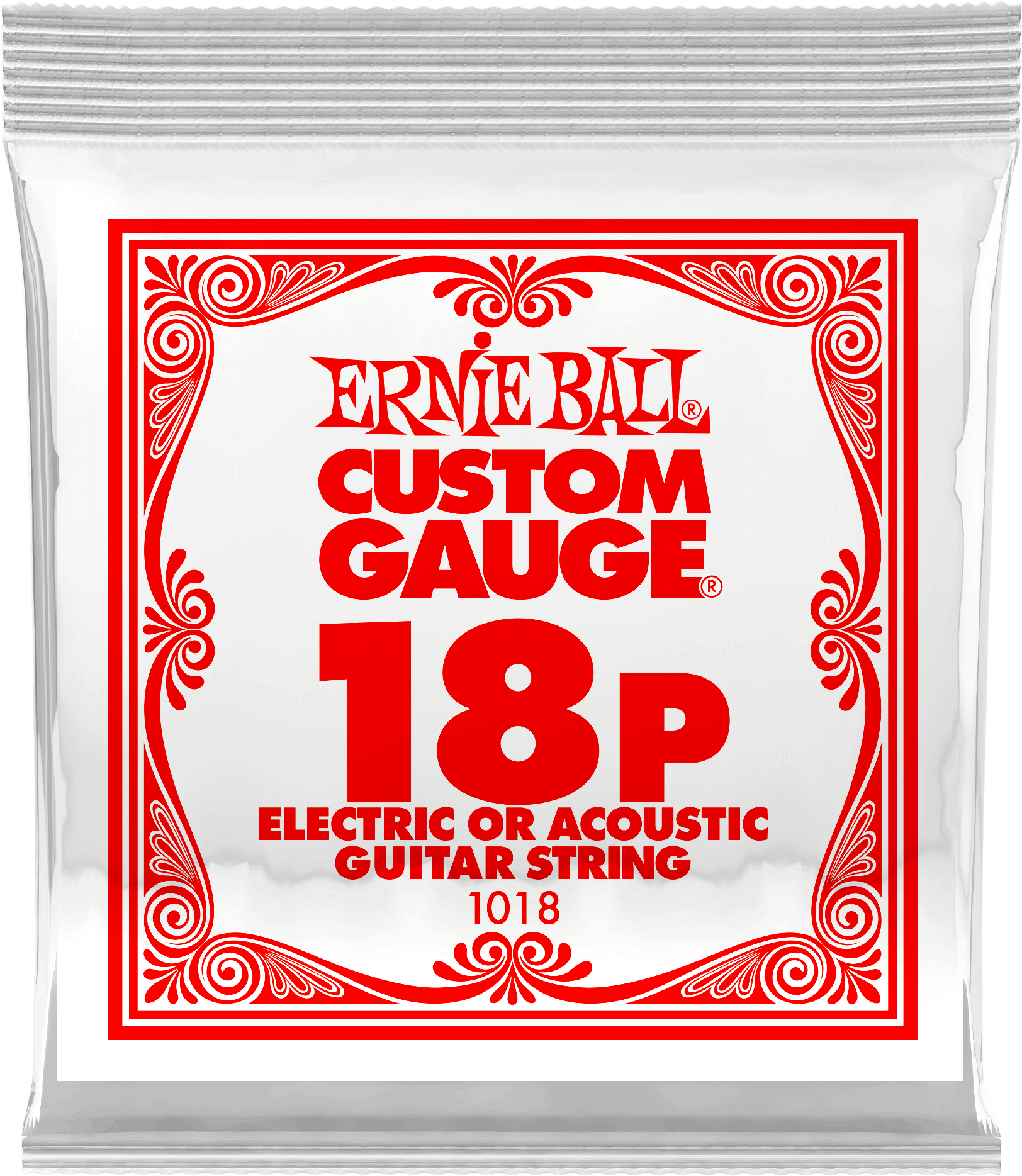 Струна для акустической и электрогитары Ernie Ball P01018 Custom gauge, сталь, калибр 18, Ernie Ball (Эрни Бол)