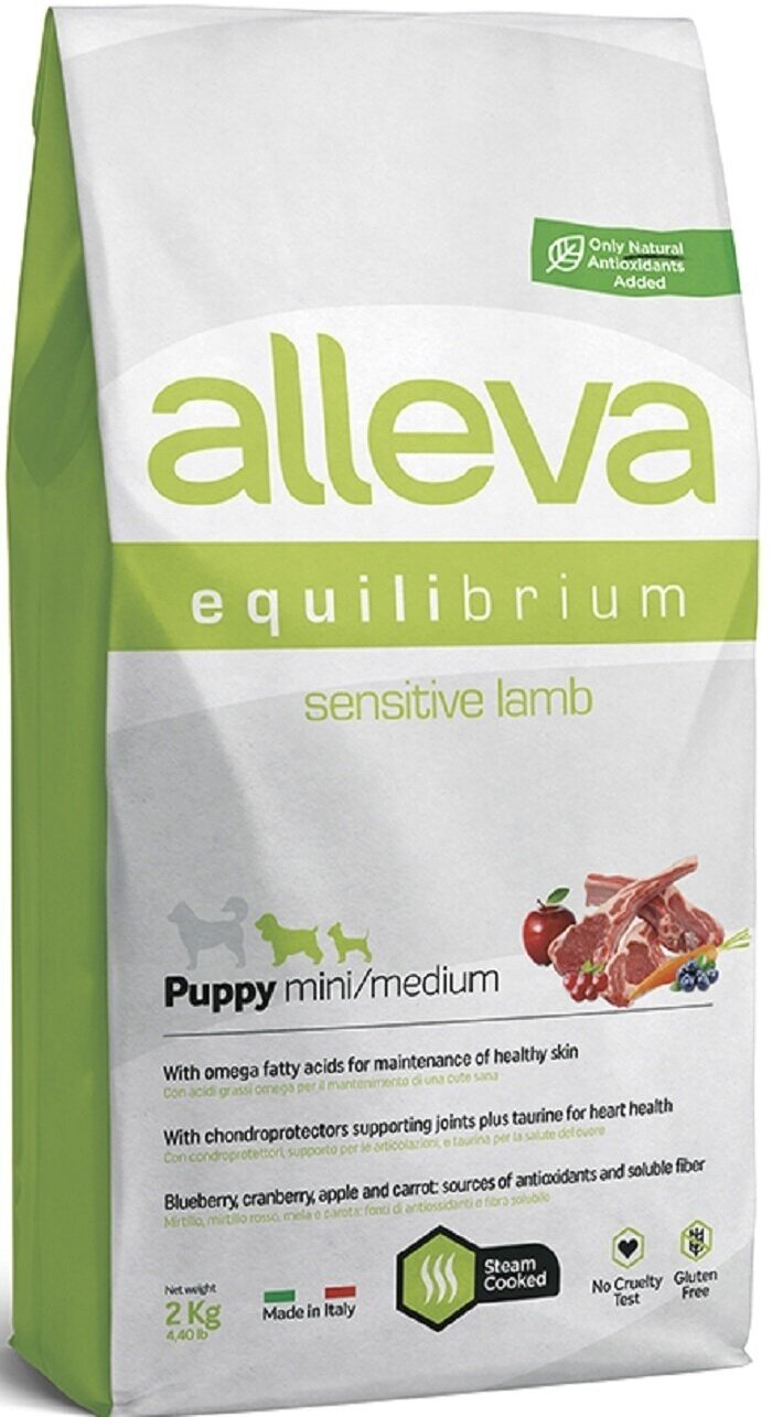 Сухой корм ALLEVA EQUILIBRIUM SENSITIVE LAMB PUPPY MINI/MEDIUM, для щенков маленьких и средних пород с чувствительным пищеварением, с ягненком, 2 кг