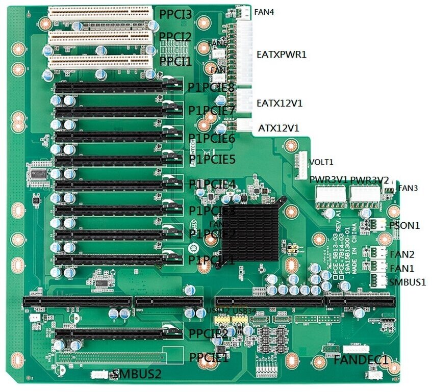 Объединительная плата Advantech PICMG 1.3 13 слотов 1xPICMG 1.3 3xPCI 1xPCI Express x16 8xPCI Express x4 до 12В