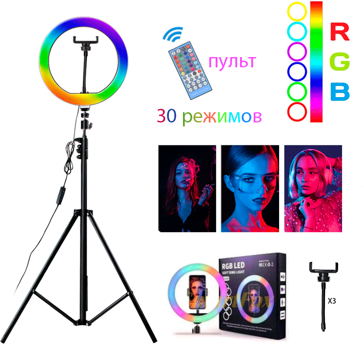 RGB LED SOFT RING LIGHT MJ36 кольцевая светодиодная лампа