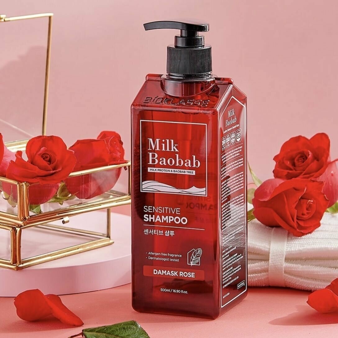 Шампунь MilkBaobab Sensitive Shampoo Damask Rose 500ml - фото №11