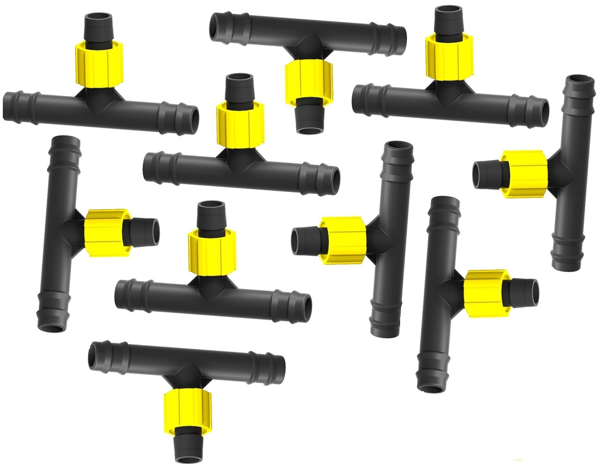 Тройник-соединитель для ленты капельного полива СКЛ-16ТЛТ (комплект 10 шт.) D16 мм с шлангом D18 мм, поможет создать эффективную разветвленную систем - фотография № 1