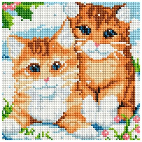 Алмазная мозаика Рыжие котята, 20x20, Белоснежка