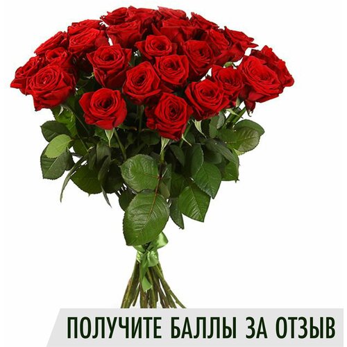 Букет из 25 красных роз 40 см. Живые свежие цветы LoVa Flowers.