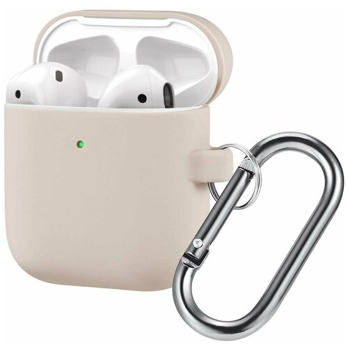 Чехол силиконовый с карабином Brosco для Apple AirPods 2 розово-золотистый розовое золото