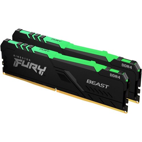 Оперативная память для компьютера Kingston FURY Beast RGB DIMM 16Gb DDR4 3733 MHz KF437C19BBAK216 945200₽