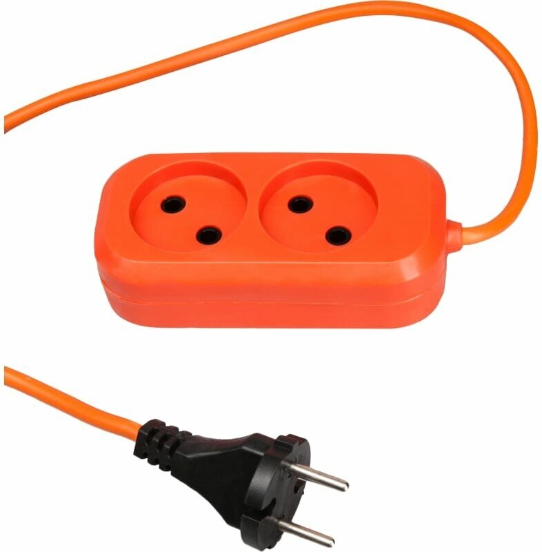 фото Сетевой удлинитель МПП удлинитель У-2-5, 1300 Вт, 6А, 2гнезда, 5 м, без заземления, оранжевый, ПВС, 2x0,75 999000000003501