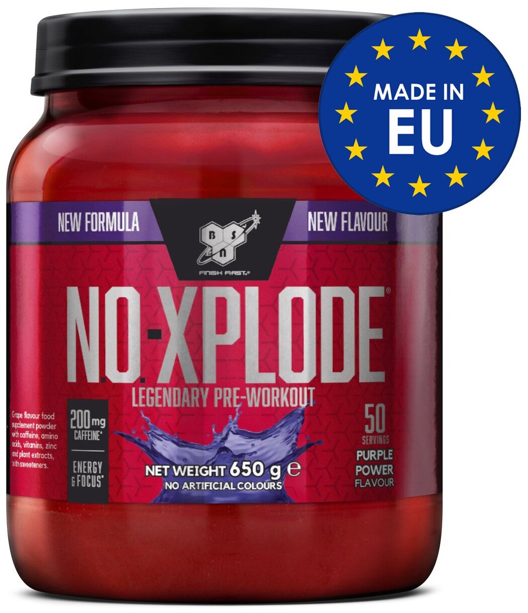 Предтреник для силы, выносливости, энергии BSN NO-Xplode NEW Formula - 650 грамм, виноград (EU)