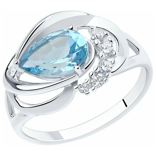 фото Sokolov кольцо из серебра с топазом и фианитами 92011915, размер 16.5